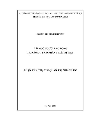 Luận văn Đãi ngộ người lao động tại Công ty Cổ phần Thiết bị Việt