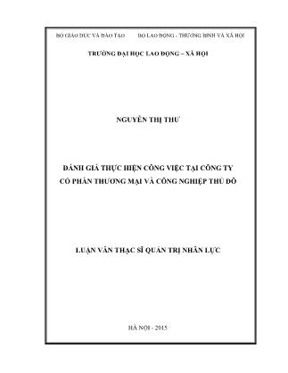 Luận văn Đánh giá thực hiện công việc tại Công ty Cổ phần Thương mại và Công nghiệp Thủ Đô (CITRACO)