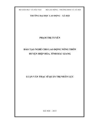 Luận văn Đào tạo nghề cho lao động nông thôn huyện Hiệp Hòa, tỉnh Bắc Giang