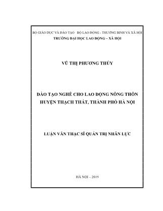 Luận văn Đào tạo nghề cho lao động nông thôn huyện Thạch Thất, thành phố Hà Nội