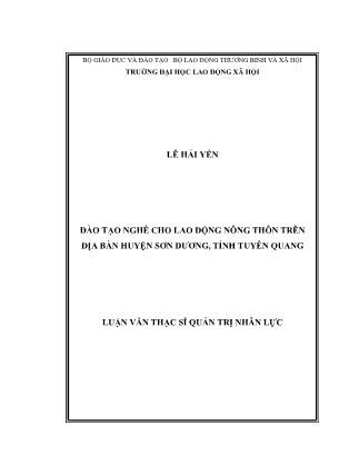 Luận văn Đào tạo nghề cho lao động nông thôn trên địa bàn huyện Sơn Dương, tỉnh Tuyên Quang