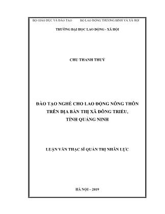 Luận văn Đào tạo nghề cho lao động nông thôn trên địa bàn thị xã Đông Triều, tỉnh Quảng Ninh