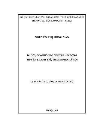 Luận văn Đào tạo nghề cho người lao động huyện Thanh Trì, thành phố Hà Nội
