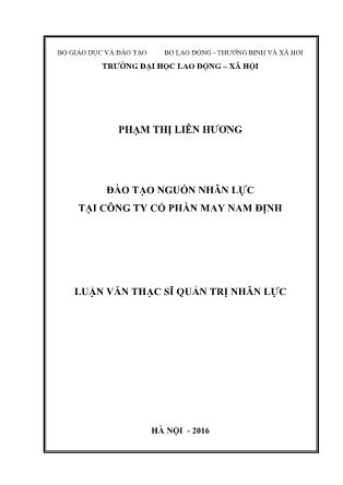 Luận văn Đào tạo nguồn nhân lực tại Công ty Cổ phần May Nam Định