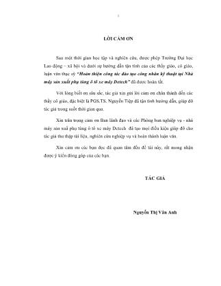 Luận văn Hoàn thiện công tác đào tạo công nhân kỹ thuật tại Nhà máy sản xuất phụ tùng ô tô xe máy Detech