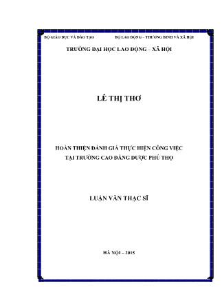 Luận văn Hoàn thiện đánh giá thực hiện công việc tại trường Cao đẳng Dược Phú Thọ