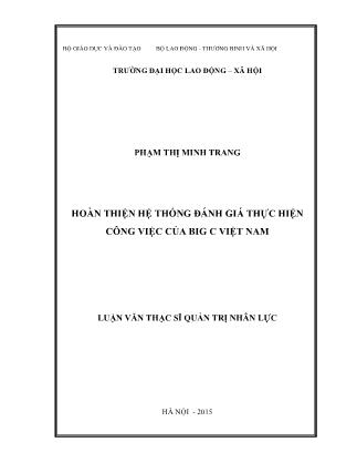 Luận văn Hoàn thiện hệ thống đánh giá thực hiện công việc của Big C Việt Nam