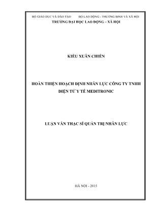 Luận văn Hoàn thiện hoạch định nhân lực Công ty TNHH Điện tử Y tế Meditronic
