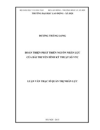Luận văn Hoàn thiện phát triển nguồn nhân lực của Đài truyền hình kỹ thuật số VTC