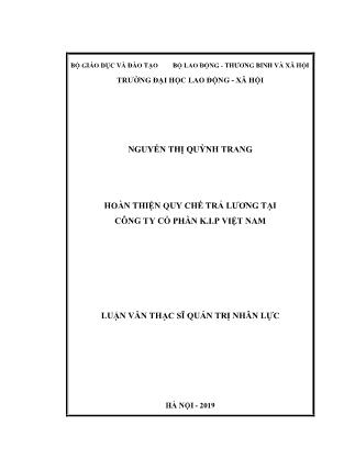 Luận văn Hoàn thiện quy chế trả lương tại Công ty Cổ phần K.I.P Việt Nam