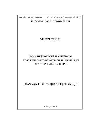 Luận văn Hoàn thiện quy chế trả lương tại Ngân hàng Thương mại trách nhiệm hữu hạn Một thành viên Đại Dương