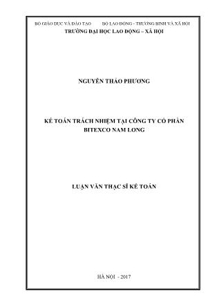 Luận văn Kế toán trách nhiệm tại Công ty Cổ phần Bitexco Nam Long