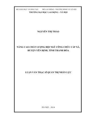 Luận văn Nâng cao chất lượng đội ngũ công chức cấp xã, huyện Yên Định, tỉnh Thanh Hóa
