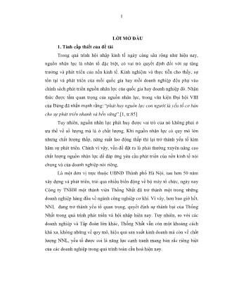 Luận văn Nâng cao chất lượng nguồn nhân lực tại Công ty TNHH một thành viên Thống Nhất