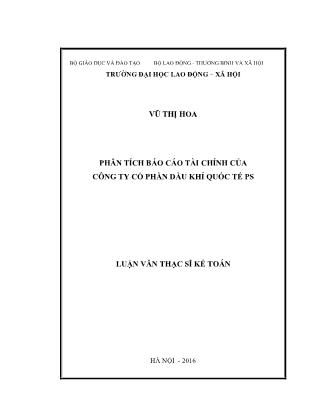 Luận văn Phân tích Báo cáo tài chính của Công ty Cổ phần dầu khí quốc tế PS