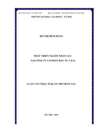 Luận văn Phát triển nguồn nhân lực tại Công ty Cổ phần Đầu tư C.E.O