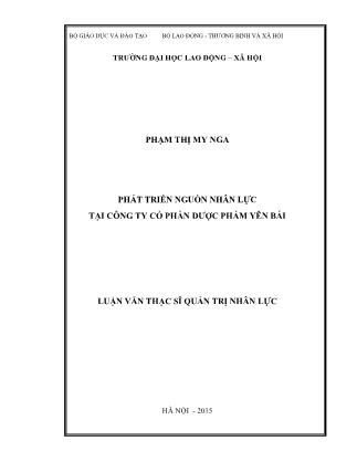 Luận văn Phát triển nguồn nhân lực tại Công ty Cổ phần Dược phẩm Yên Bái