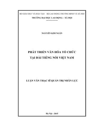 Luận văn Phát triển văn hóa tổ chức tại Đài Tiếng nói Việt Nam