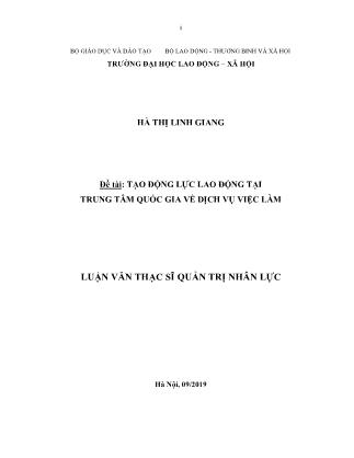 Luận văn Tạo động lực lao động tại Trung tâm Quốc gia về Dịch vụ Việc làm