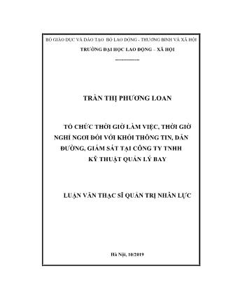 Luận văn Tổ chức thời giờ làm việc, thời giờ nghỉ ngơi đối với khối thông tin, dẫn đường, giám sát tại Công ty TNHH Kỹ thuật Quản lý bay
