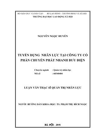 Luận văn Tuyển dụng nhân lực tại Công ty Cổ phần Chuyển phát nhanh Bưu Điện