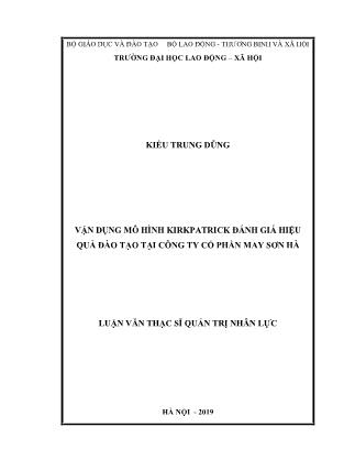 Luận văn Vận dụng mô hình Kirkpatrick đánh giá hiệu quả đào tạo tại Công ty Cổ phần May Sơn Hà