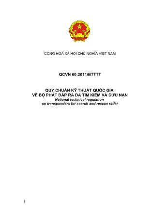 QCVN 60:2011/BTTTT Quy chuẩn kỹ thuật quốc gia về bộ phát đáp ra đa tìm kiếm và cứu nạn