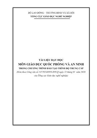 Tài liệu dạy học môn Giáo dục quốc phòng và an ninh (Trình độ Trung cấp)