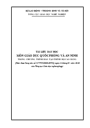 Tài liệu dạy học môn Giáo dục quốc phòng và an ninh (Trình độ cao đẳng)