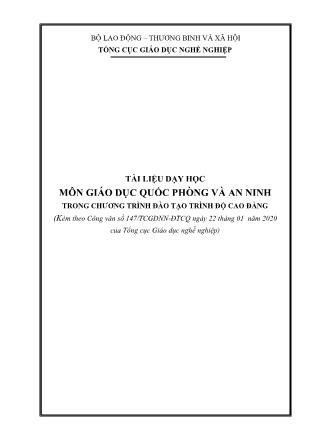 Tài liệu dạy học môn Giáo dục quốc phòng và an ninh