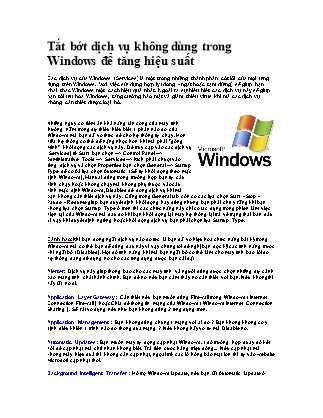 Tài liệu Tắt bớt dịch vụ không dùng trong Windows để tăng hiệu suất