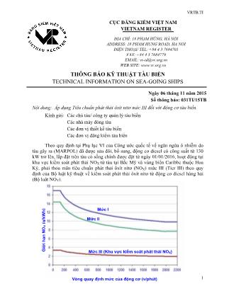 Thông báo kỹ thuật tàu biển:  Áp dụng Tiêu chuẩn phát thải ôxít nitơ mức III đối với động cơ tàu biển