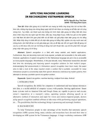 Applying machine learning in recognizing vietnamese speech