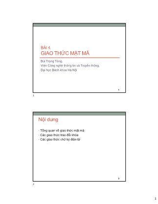 Bài giảng An toàn an ninh thông tin - Chương 4: Giao thức mật mã - Bùi Trọng Tùng
