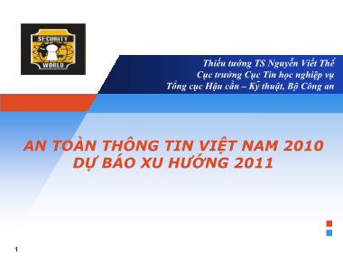 Bài giảng An toàn thông tin Việt Nam 2010 dự báo xu hướng 2011