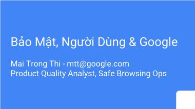 Bài giảng Bảo mật, người dùng & Google