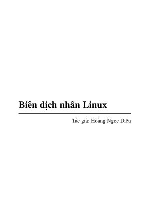 Bài giảng Biên dịch nhân Linux - Hoàng Ngọc Diêu