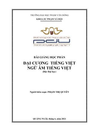 Bài giảng Đại cương tiếng Việt ngữ âm tiếng Việt