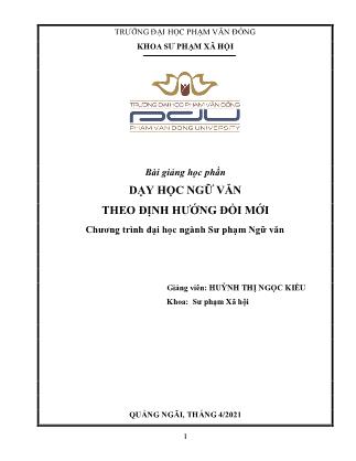 Bài giảng Dạy học ngữ văn theo định hướng đổi mới