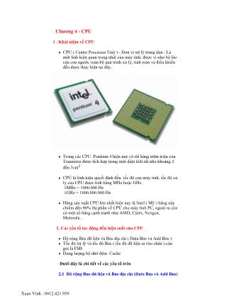 Bài giảng Lắp ráp cài đặt máy tính - Chương 4: CPU