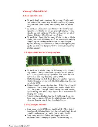 Bài giảng Lắp ráp cài đặt máy tính - Chương 5: Bộ nhớ RAM