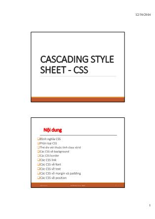 Bài giảng Lập trình Web - Bài 4: Cascading style sheet-CSS