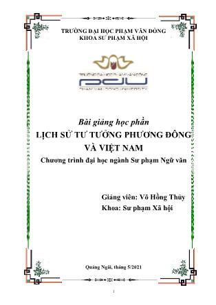 Bài giảng Lịch sử tư tưởng phương Đông và Việt Nam