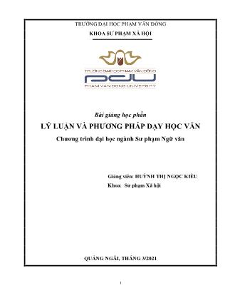 Bài giảng Lý luận và phương pháp dạy học văn