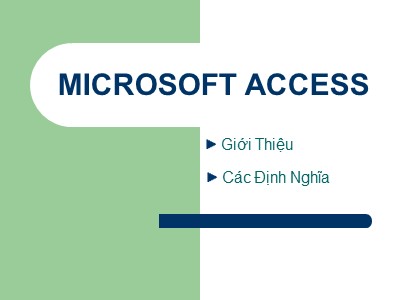 Bài giảng Microsoft Access