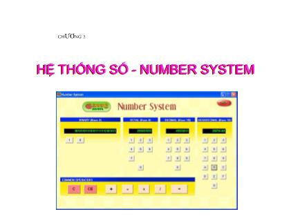 Bài giảng Nhập môn tin học 2 - Chương 2: Hệ thống số hệ thống số (Number system)