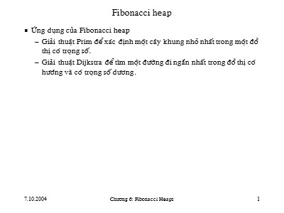 Bài giảng Phân tích thiết kế giải thuật - Chương 6: Fibonacci Heaps