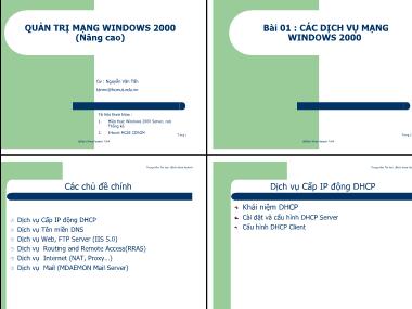 Bài giảng Quản trị mạng Windows 2000 (Nâng cao) - Nguyễn Văn Tẩn