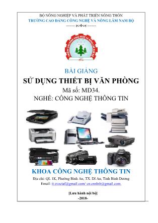 Bài giảng Sử dụng thiết bị văn phòng (Phần 1)