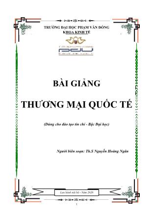 Bài giảng Thương mại quốc tế - Nguyễn Hoàng Ngân